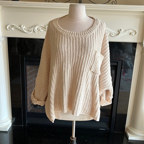 Chunky Knit Sweater Roomy Comfy Crochet Womens One Size - Picture 2 of 15